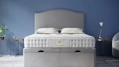 Art Deco Plain Headboard Majestic Ottoman Bed 54 PNW ELD Front 750x563 1